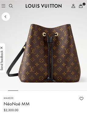 Louis Vuitton NéoNoé MM Brown Monogram Crossbody Bag with Black Strap